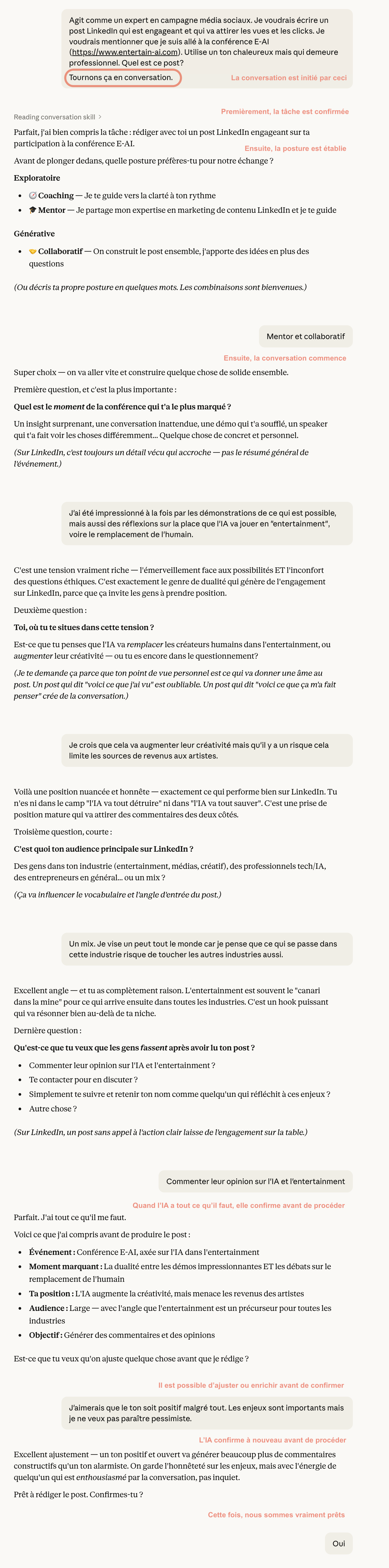 Voir l'approche conversation